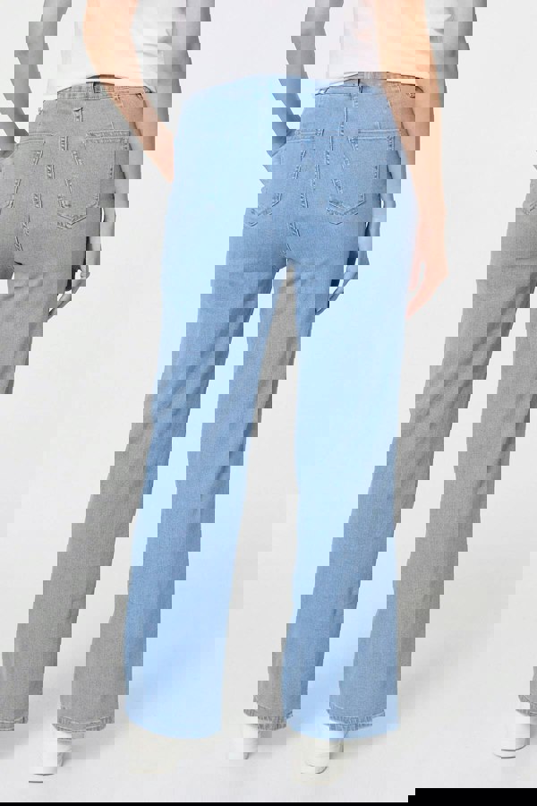 Blue | High Waist Pocket Detail Straight Jeans
