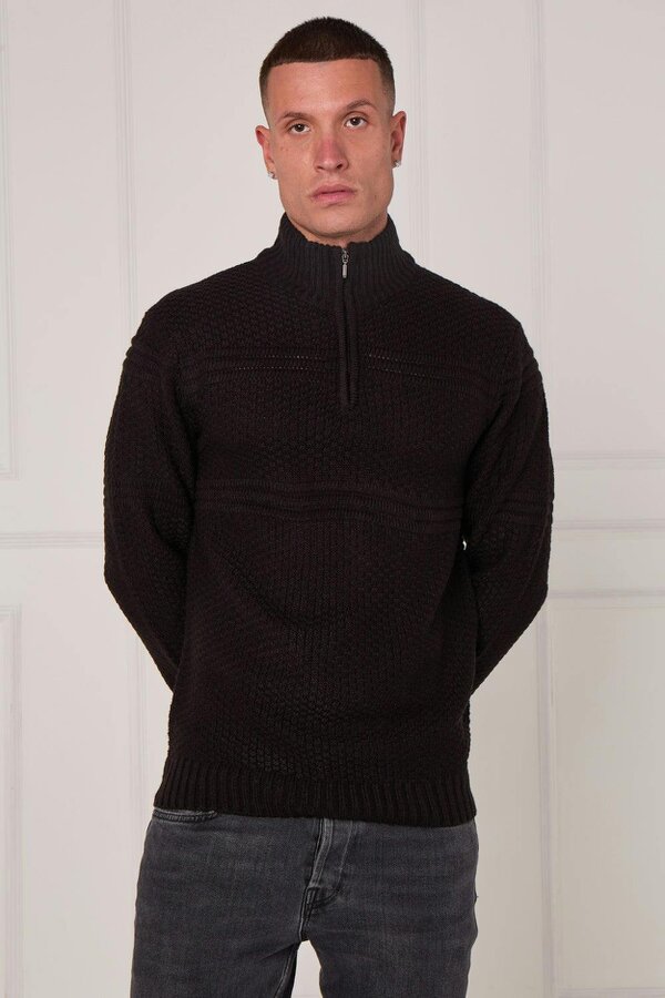 Elaina Fashion Men’s Textured Half Zip Jumper