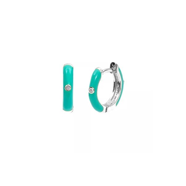 Spero London Turquoise Enamelled Jewelled Sterling Silver Hoops