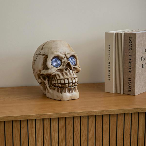 Samuel Alexander 21cm Battery Powered Light up Blinking Skull Halloween Decoration with LEDs