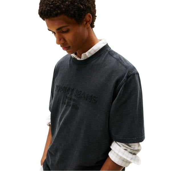 Tommy Jeans Mens 90s Embroidered Crew Neck T-Shirt - Black - 