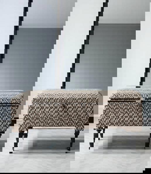 Eden brown pattern geometry coffee table storage Footstool Pouffe - ISTOOLS