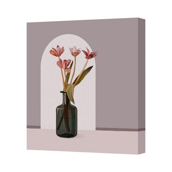 Benjamin Tate Design Contemporary Floral Vase Canvas Wall Art Arch Frame Handmade UK