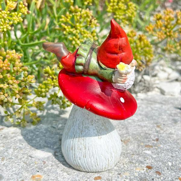 Boltze Pair of Mushroom Gnome Garden Ornaments