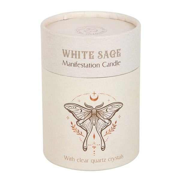 Serano Luna Moth Manifestation Candle with Clear Quartz Crystals