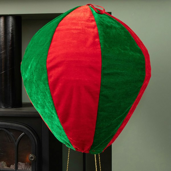 Samuel Alexander 1m Tall Plush Snowman Christmas Hot Air Balloon with Extension Pole Hanging or Table Decoration