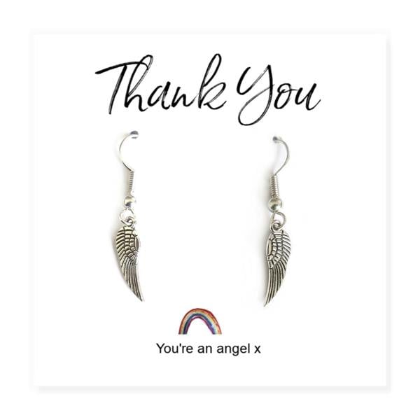 Aye Do Gifts Angel Wing Earrings on Rainbow Thank You & Gift Card