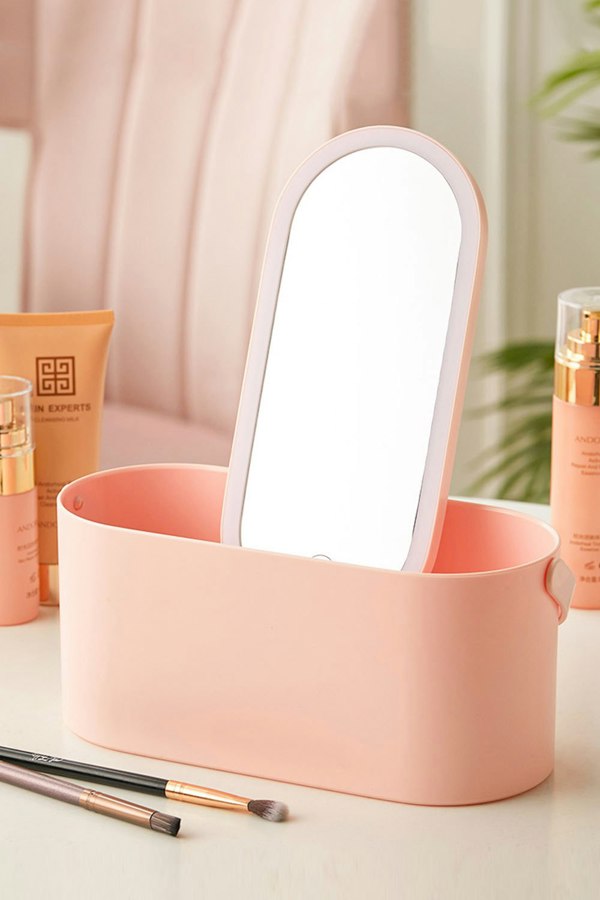 Living and Home Removable Makeup Case with Touch LED Mirror Travel Cosmetic Storage Box