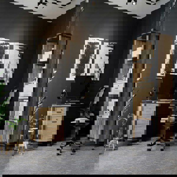 Furniture To Go High Rock Desk in Matt Black/Riviera Oak