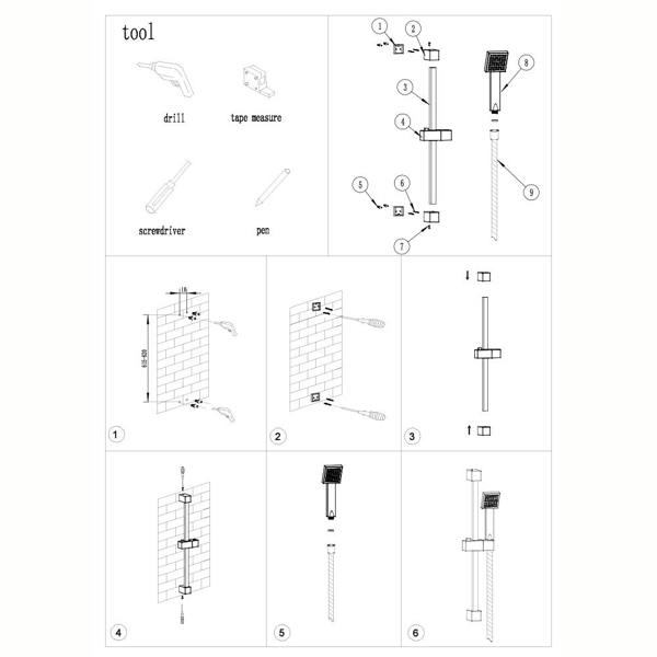 Flode Pitea Shower | SQ Thermo Bar Valve & SQ Slide Rail Kit | Chrome