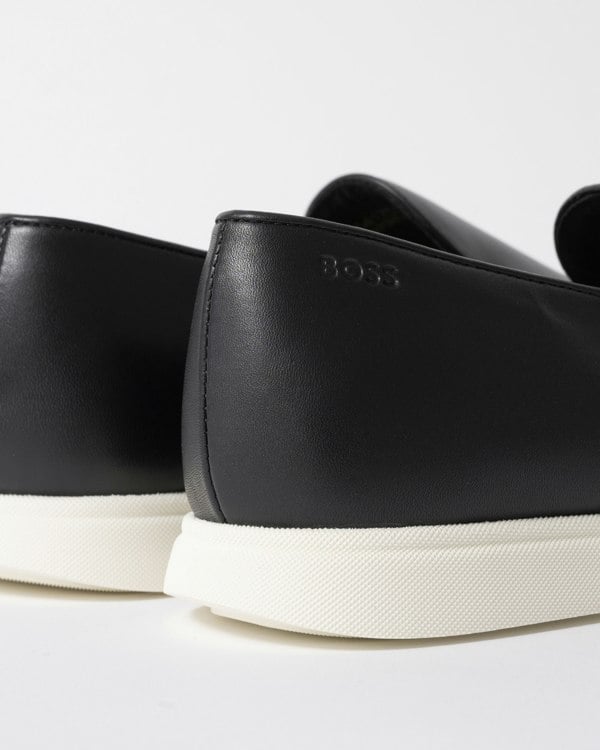 BOSS Orange Sienne Mens Italian Leather Loafers - Black 001