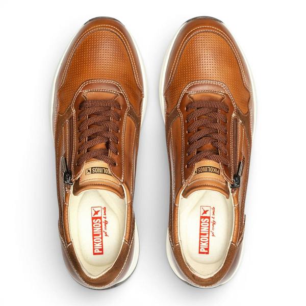 Pikolinos Men's Brown Leather Easy Wear Sneaker Trainers Shoes - Getafe