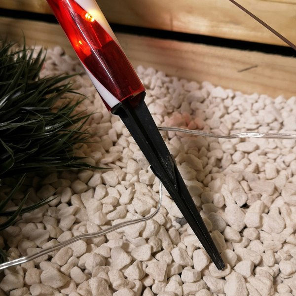 Samuel Alexander Set of 4 XL Light up Red & White Stripe Christmas Candy Cane Garden Stakes with LEDs