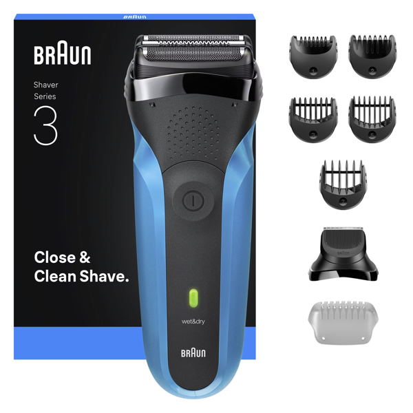 Braun Series 3 Shave&Style 310BT Electric Shaver, Wet & Dry Razor for Men - Black/Blue