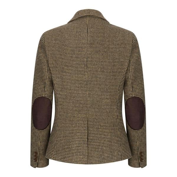 TruClothing Women's Tailored Brown Dogtooth Wool Blend Tweed Blazer