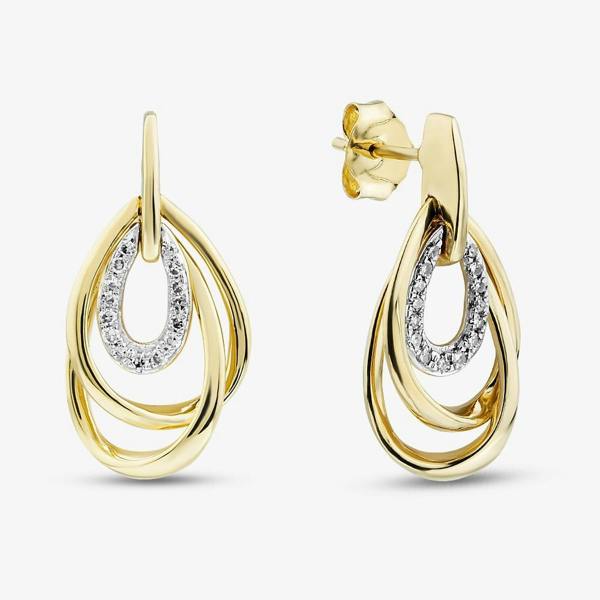 T. H. Baker Gold Plated 0.12ct Lab Grown Diamond Triple Oval Earrings LGE47086