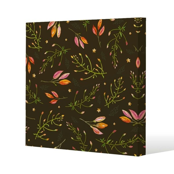 Benjamin Tate Design Green Branches Slim Style Canvas Print  90x90cm , 15mm Slim Real wood.
