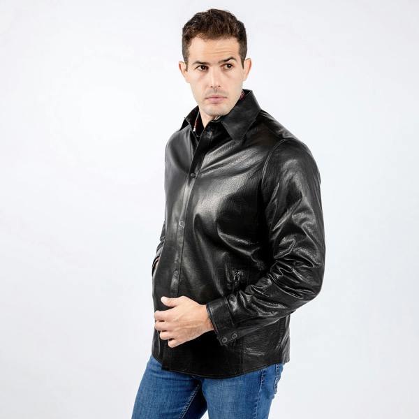The Rebel Rider Leather Jacket - Premium Men's Patterned Shirt by Claudio Lugli | Bold Design, Tailored Fit, Best Printed Shirts