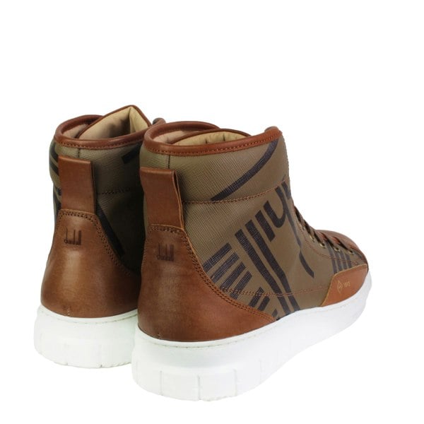 Dunhill Luggage Canvas hi-top sneakers in tan and brown tones