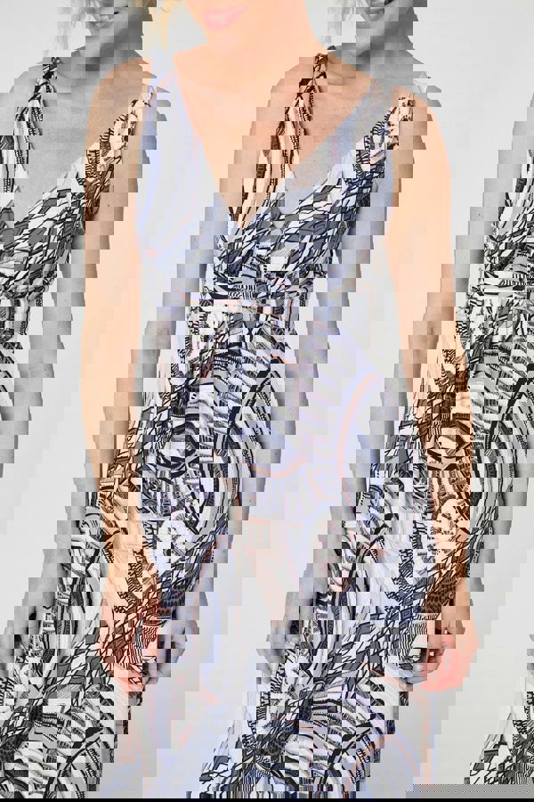 Navy | Abstract Print A-Line Maxi Dress