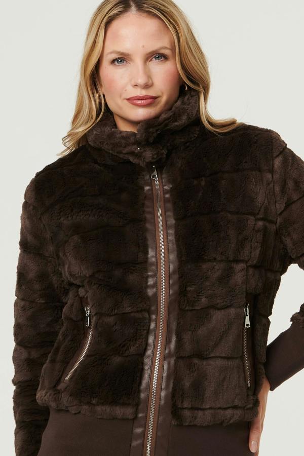 Chocolate | Faux Fur Zip Front Jacket