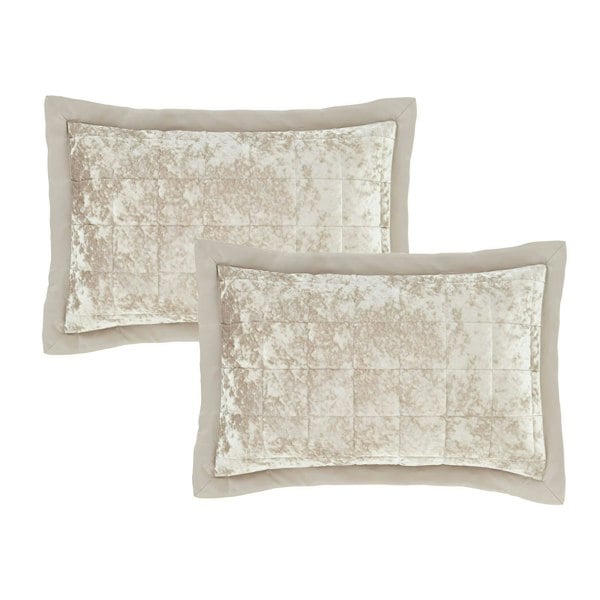 Catherine Lansfield Crushed Velvet Pillowsham Pair Natural