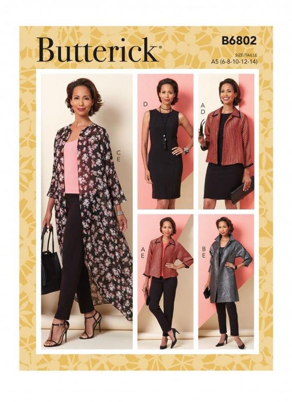 Butterick Sewing Pattern 6802, Jackets, Dresses, Trousers for Women, A5 (6-8-10-12-14) - Easy