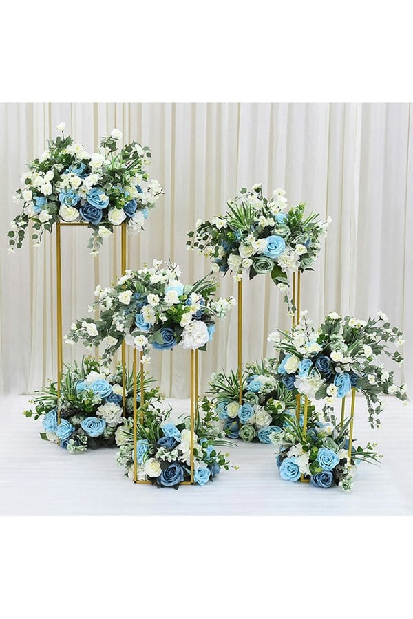 Living and Home 80cm H Golden Rectangular Flower Stand Pedestal Rack Wedding Party Ornament
