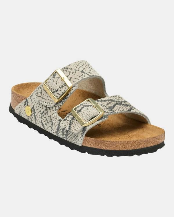 Birkenstock Arizona Rivet Logo Suede Womens Sandals - Snake Oyster | CHO | Designer Womens Sandals