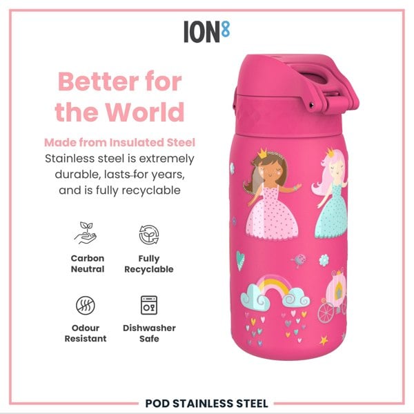 ION8 Leak Proof Thermal Steel Water Bottle, Insulated, Princess, 320ml (11oz)