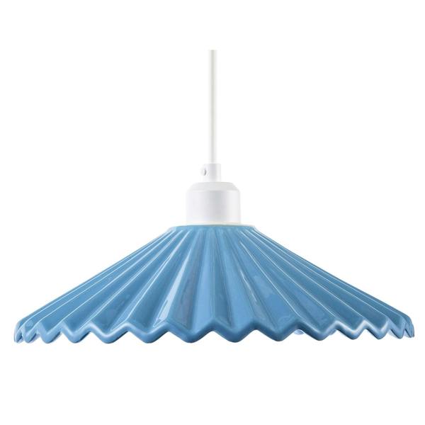 Modern Blue Nova Gloss Ceramic Pendant Light Shade with Rippled Body Image 4