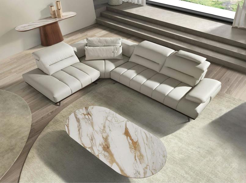 Angel Cerdá Corner sofa in light grey leather 6243/6244