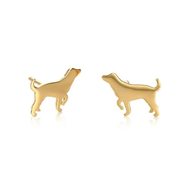namana Gold Plated 925 Sterling Silver Cute Dog Shaped Small Stud Earrings for Women