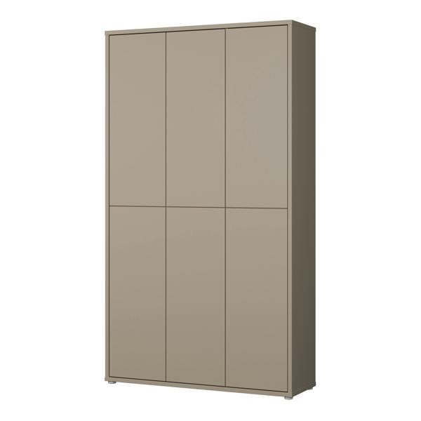 Furniture To Go Alice Springs Tall Shoe Cabinet with 6 Doors Push-to-Open in Taupe