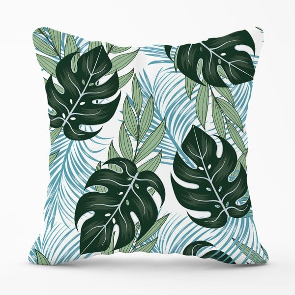 Warren Reed Tropical Pattern With Bright Plants And Flowers Cushions