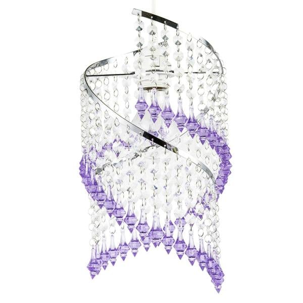 Modern Spiral Waterfall Pendant Shade with Purple and Clear Acrylic Image 1