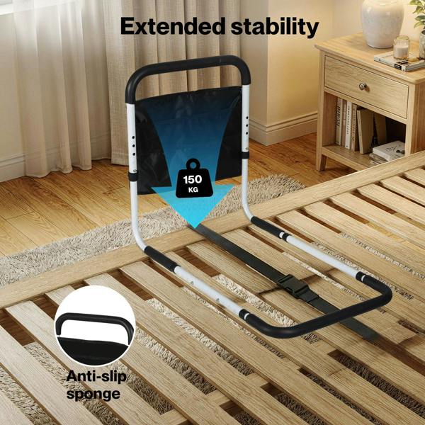 Levede Bed Rails Adjustable Heights Storage Pocket Assist Support Side Railings