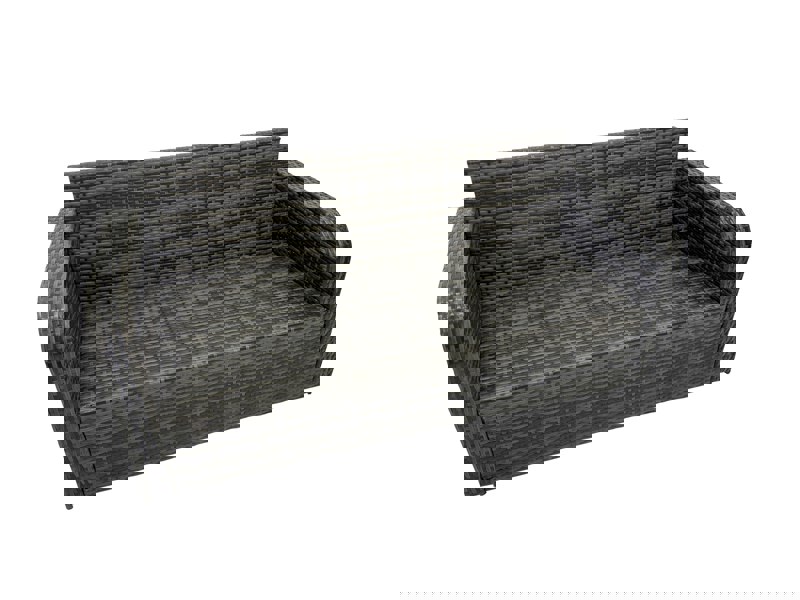 Fimous 7 Seat Outdoor Wicker PE Rattan Garden Furniture Set Dining Table Sofa Set with 2 Big Stool Dark Grey Mixed