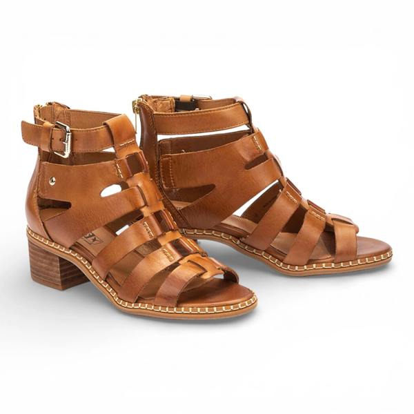 Pikolinos Blanes - Women's Brown Leather Block-Heel Sandals
