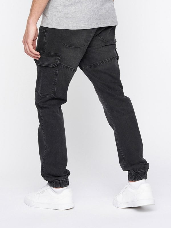 Crosshatch Malimore Cargo Cuff Jeans Black Wash