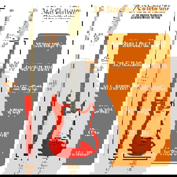 3rd Avenue 3/4 Size Electric Guitar Red Electric Guitars#Colour_Red