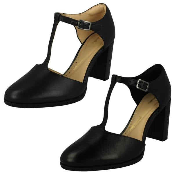 Clarks Ladies Clarks T-Bar Heeled Court Shoes Freva85 Bar