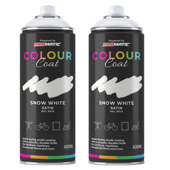 Colour Coat 2X Snow White RAL 9010 Satin Spray Paint 400ml