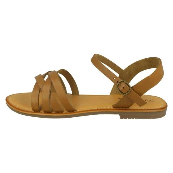 Leather Collection Ladies Leather Collection Flat Strappy Sandals F00196