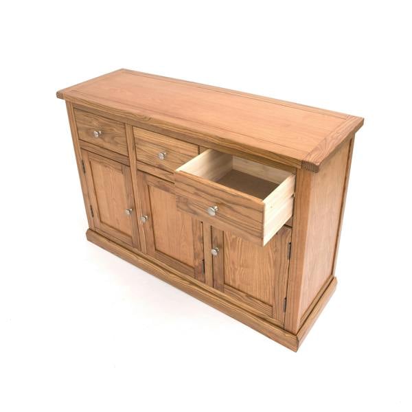Cabinet Bits Salerno Light Wood 3 Drawer 3 Door Sideboard Chrome Knob