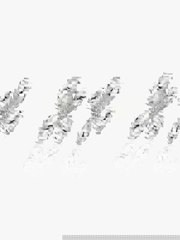 Large Gardenia Flower Stud Earrings in 18k Gold or Silver