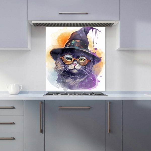 Warren Reed - Designer Splashart Cat In A Witches Hat Kitchen Splashback