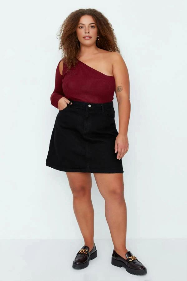 WOVCOR High Waist 100% Cotton A-Shape Denim Skirt