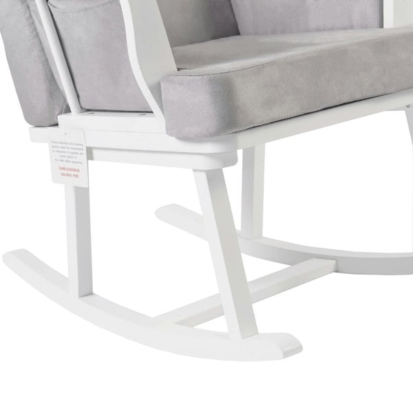 Haldon Rocking Nursing Chair White Wood and Grey Cushions Zoom