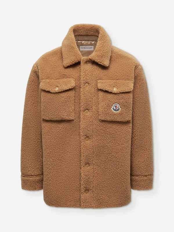 Moncler Enfant Boys Teddy Fleece Overshirt in Beige